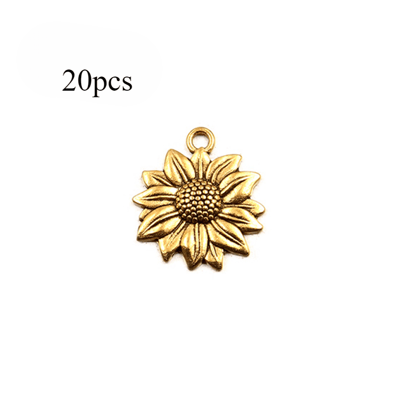 TEMU 20pcs Alloy Sunflower Pendant Diy Bracelet Necklace Bag Accessories For Jewelry Making