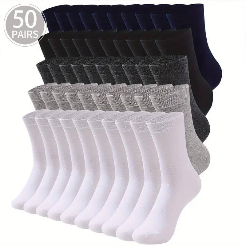 TEMU 50/100 Pairs Men's Summer Thin Breathable Sweat Absorption Leisure Socks