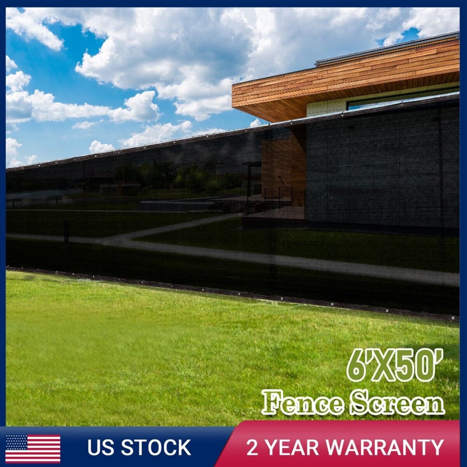 TEMU Garden Fence Privacy Screen - 6' X 50 Inch Black Mesh Shade