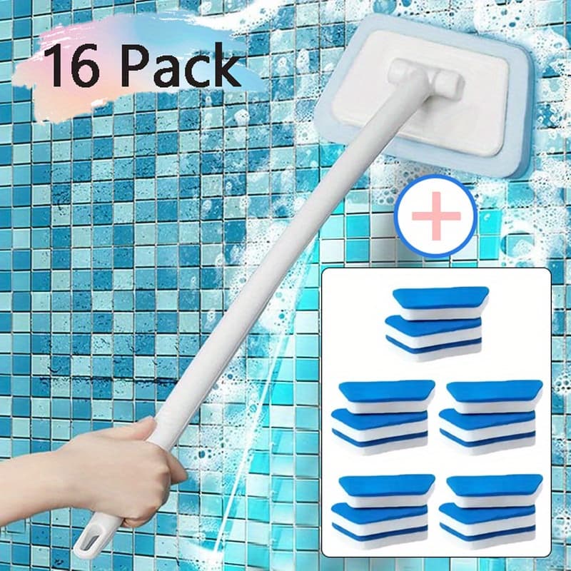 TEMU 16/11/7pcs Shower Cleaning Brush Bathtub Brush, Wall Tile Brush Replaceable Heads Window Glass Cleaning Brush, New Detachable Decontamination Floor Brush For Bathtub