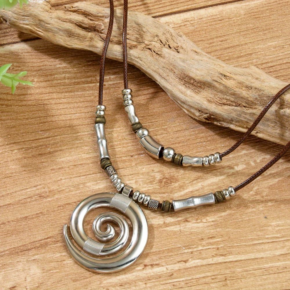 TEMU 1pc Long Necklace Vortex Totem Retro Bohemian Style Beach Women's Necklace Pendant