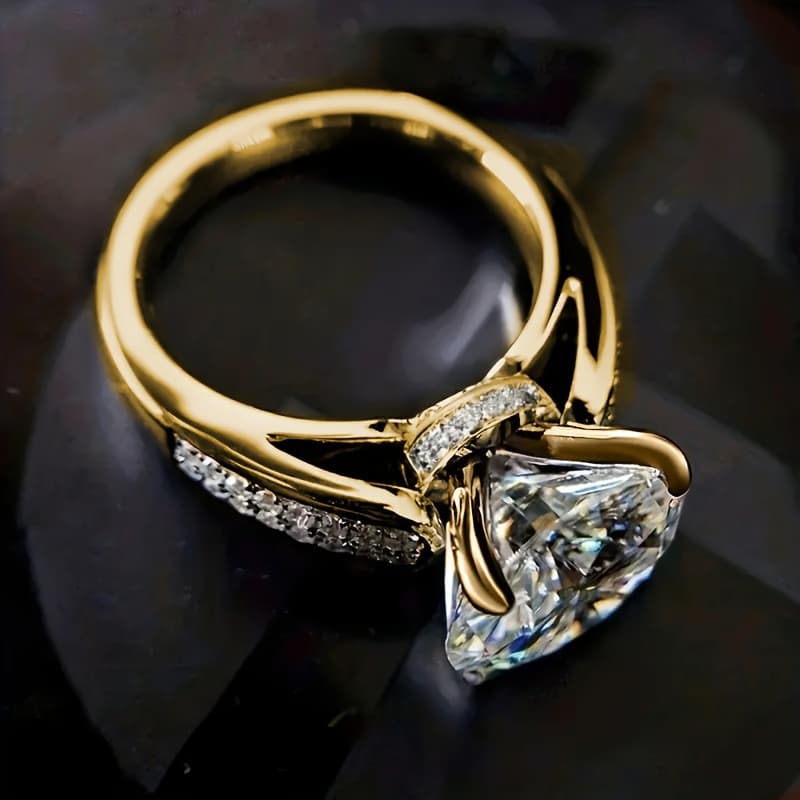TEMU Luxurious Elegant Promise Ring, Inlay With Shiny Cubic Zirconia Engagement Ring, Evening Party Delicate Accessory For Ladies, Fashion Accessory For Daily Wear — image 1