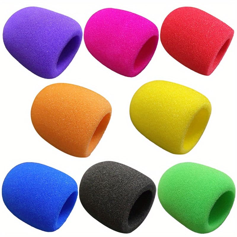 TEMU 8pcs Colorful Xlr Microphone Foam Covers - Washable, Fiber-made Windshields For Audio & Reduced Popping Noise - Perfect For Karaoke, Dj Performances & Live Events, Microphone For Singing