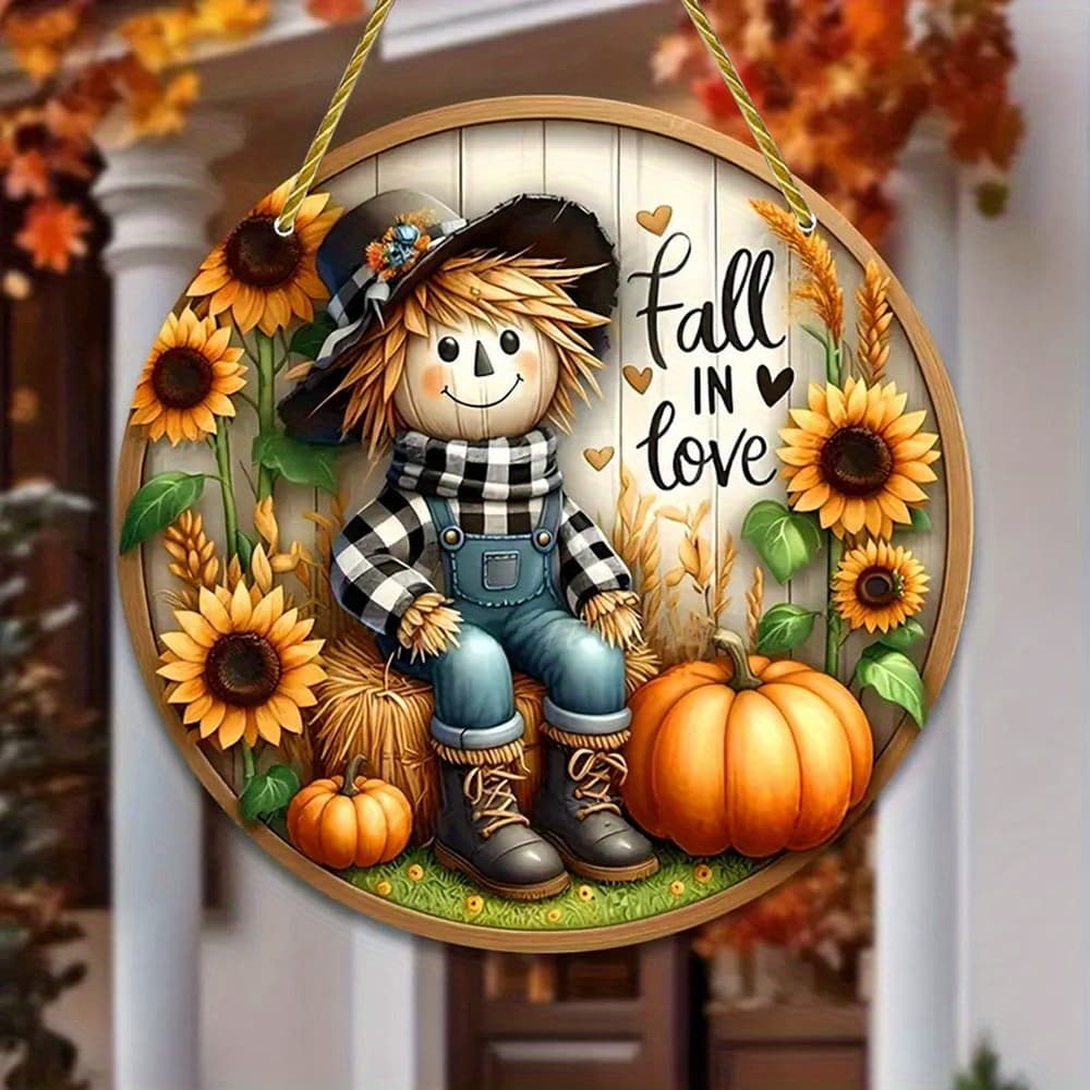 TEMU Thanksgiving & Acrylic Round Wreath Centerpiece For Door, Wall, Home, Porch, Garden Decor Autumn, Country, And Farmhouse