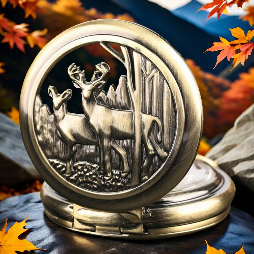 TEMU Retro Deer Design Pocket Watch: A Collectible Casual Fashion Accessory Pendant - The Perfect Christmas Gift