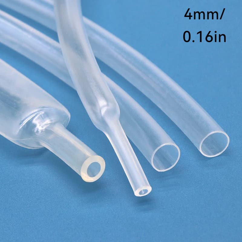 TEMU 2m/lot Clear Heat Shrinkable Tubing Kit - 2:1 Ratio, Adhesive, Assorted Sizes (2-50mm) For Electrical & Industrial Use