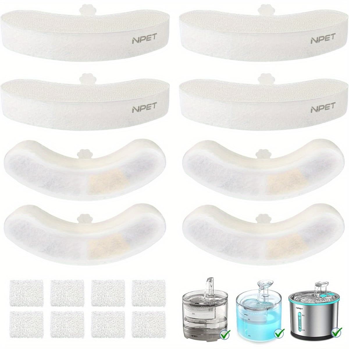 TEMU Npet 8/12/16/20/24 Packs Replacement Filters For Wf050/ Wf100 Cat Water Fountain And Wf210 Stainless Steel Pet Water Fountain Cat Water Dispenser