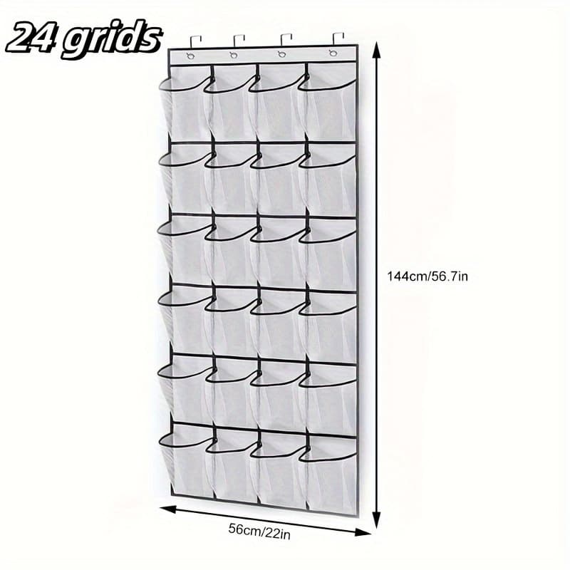 TEMU Over-the-door Shoe Organizer With 14/24 Mesh Pockets - Space-saving, Lightweight Canvas Storage Rack For Closet Organization, Compartments, Ideal For Home Entryway, Shoe Storage Organizer