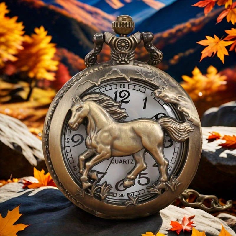 TEMU Bronze Quartz Pocket Watch | Vintage Fashion Necklace Pendant With Chain | Christmas/birthday Gift