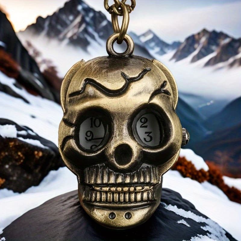 TEMU Little Bronze Quartz Pocket Watch With Necklace Sweater Chain, Perfect Halloween Christmas Birthday Gifts