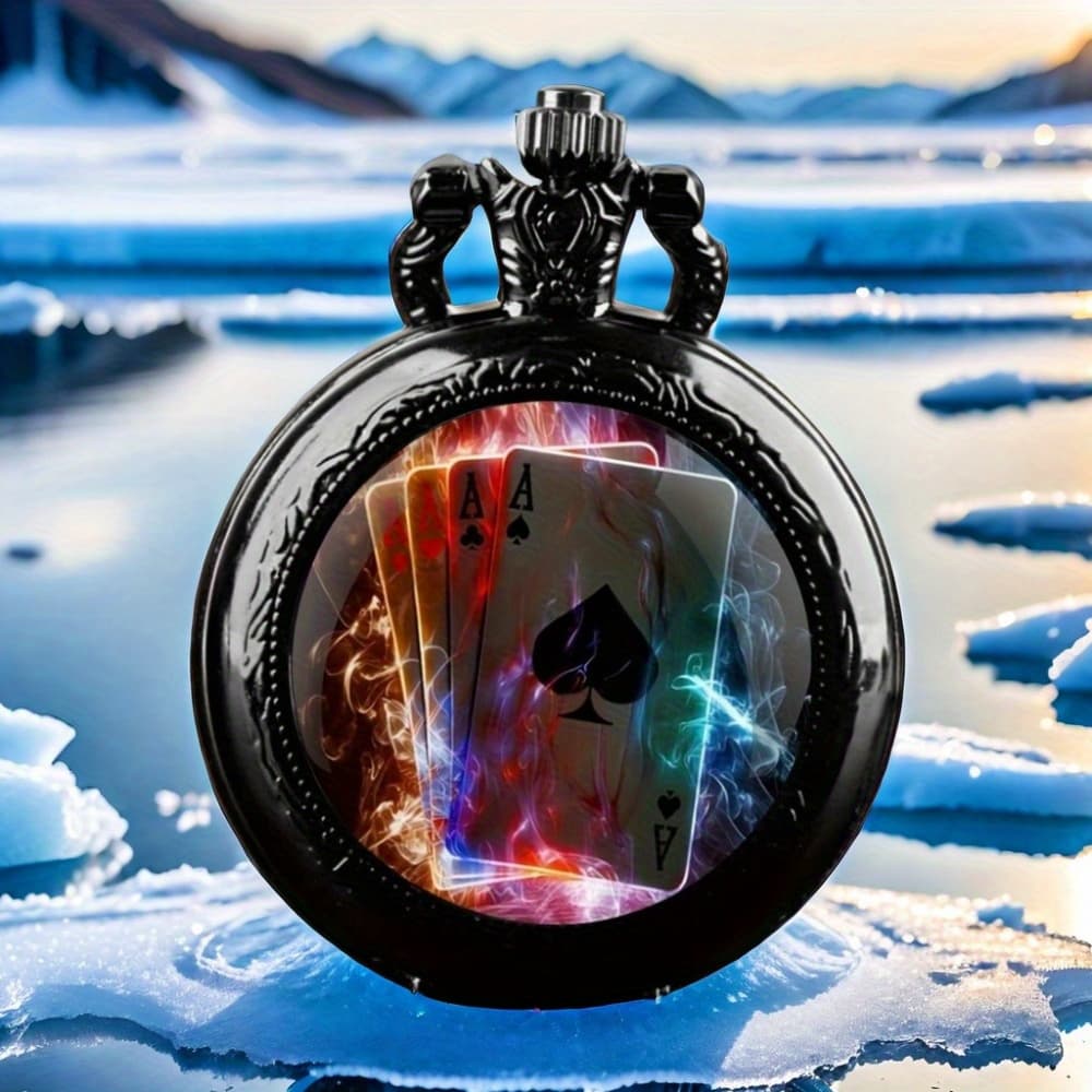 TEMU Stylish Black Quartz Pocket Watch With A Magic , Unique Black Necklace Pocket Watch, Perfect Gifts For Christmas, New Year, And Birthdays For Men And Women