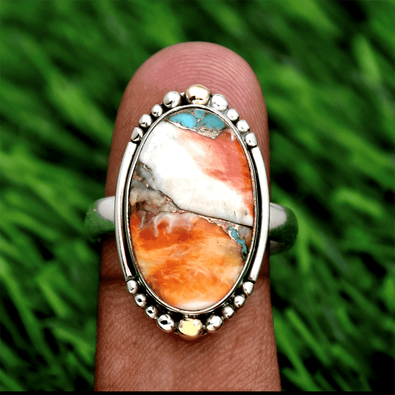 TEMU (random Main Stone Pattern) Bohemian Engagement Ring Oval Turquoise Ring