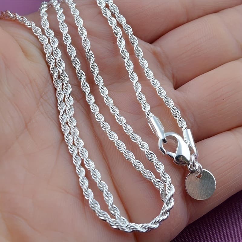 TEMU Elegant Twist Rope Chain Necklace For Women, Simple Hip Hop Style, Shiny Basic Jewelry Accessory
