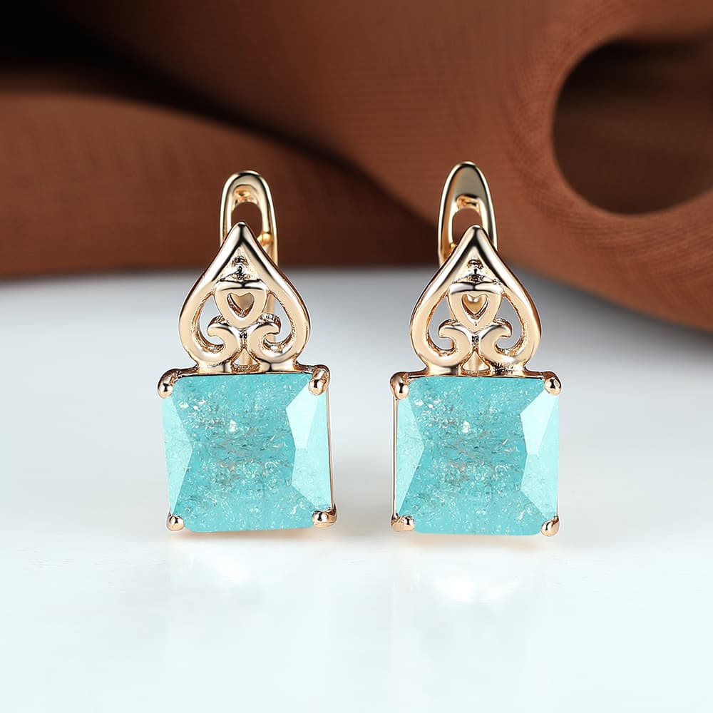 TEMU 1 Pair Golden Cut Green Synthetic Synthetic Zircon Dangle Earrings Wedding Band Drop Earrings