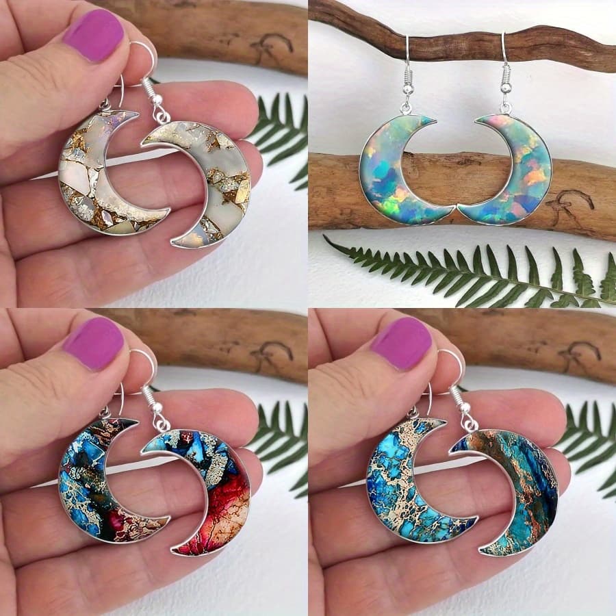 TEMU 8pcs Fashionable And Exquisite Creative Moon Earrings, Men's And Women's Earrings, The Perfect Anniversary Gift For