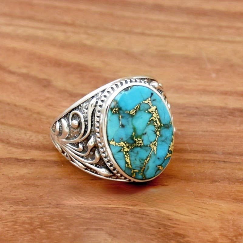 TEMU A Vintage High-quality Turquoise Ring For Women Is Perfect For Anniversaries And Birthday Gifts For Parties And Celebrations