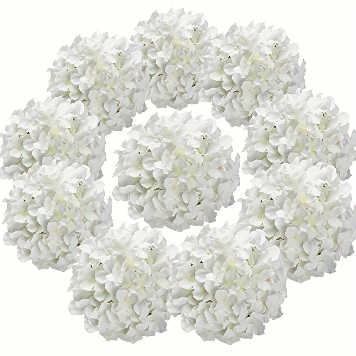 TEMU 10pcs Hydrangea Heads Artificial Flower Heads With Stems, For Family Wedding Decoration