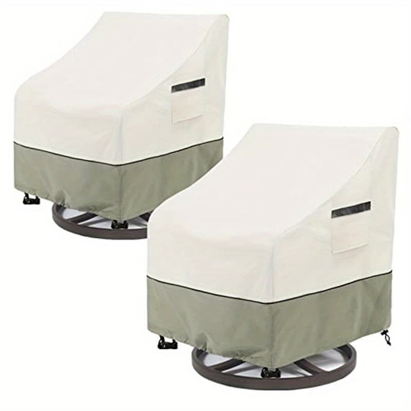 TEMU 2 Packs Outdoor Swivel Lounge Chair Cover, Waterproof Heavy Duty Outdoor Chair Cover, (33"x35"x38.5") Patio Furniture Set Swivel Deck Chair, White And Brown