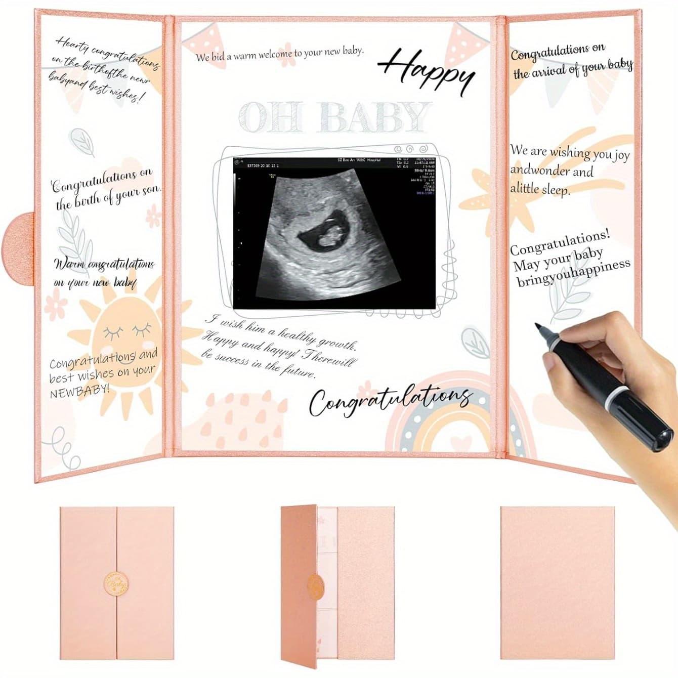 TEMU Baby Gift Party Message Book, Rose Golden Male And Female Display Card, Greeting Card, Decoration, Baby Party Supplies, Gifts, Baby Gift- Event, Birthday Supplies, Gender .