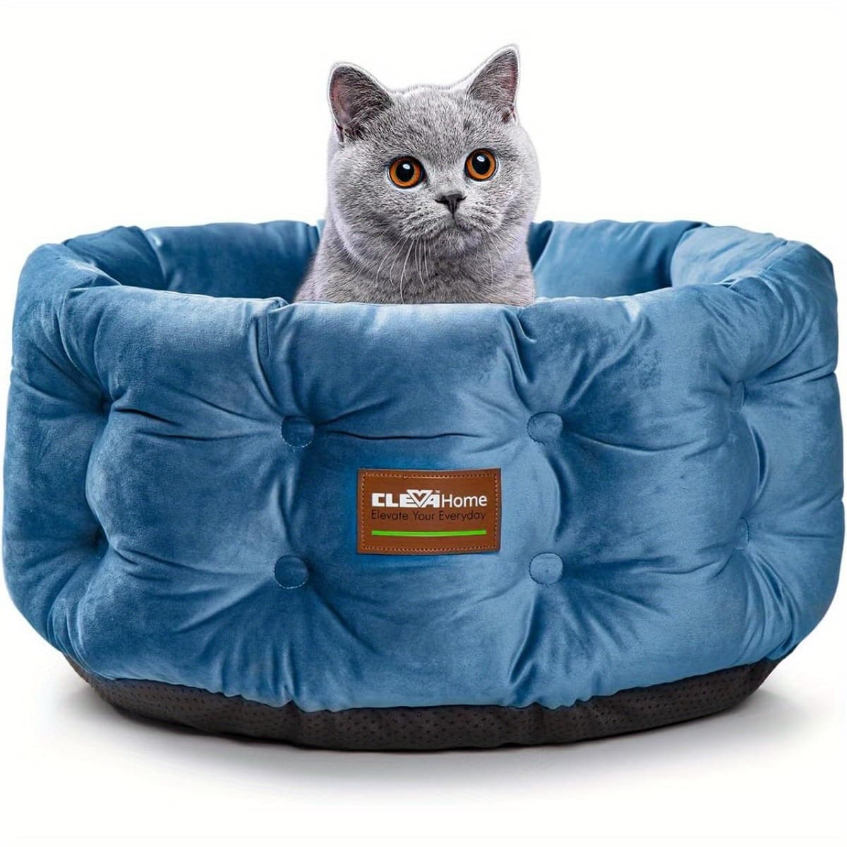 TEMU Clevahome Cat Bed For Small Pets Up To - Round Cat Beds For Indoor Cats, Luxurious Velvet Feel, Extra High Sides, Machine Washable Pet Bed With Non-slip Bottom