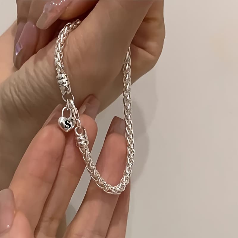 TEMU S925 Sterling Silver Pendant Chain Bracelet In A Minimalist Style, Featuring Exquisite Hand Chain Jewelry And Comes With A Gift Box