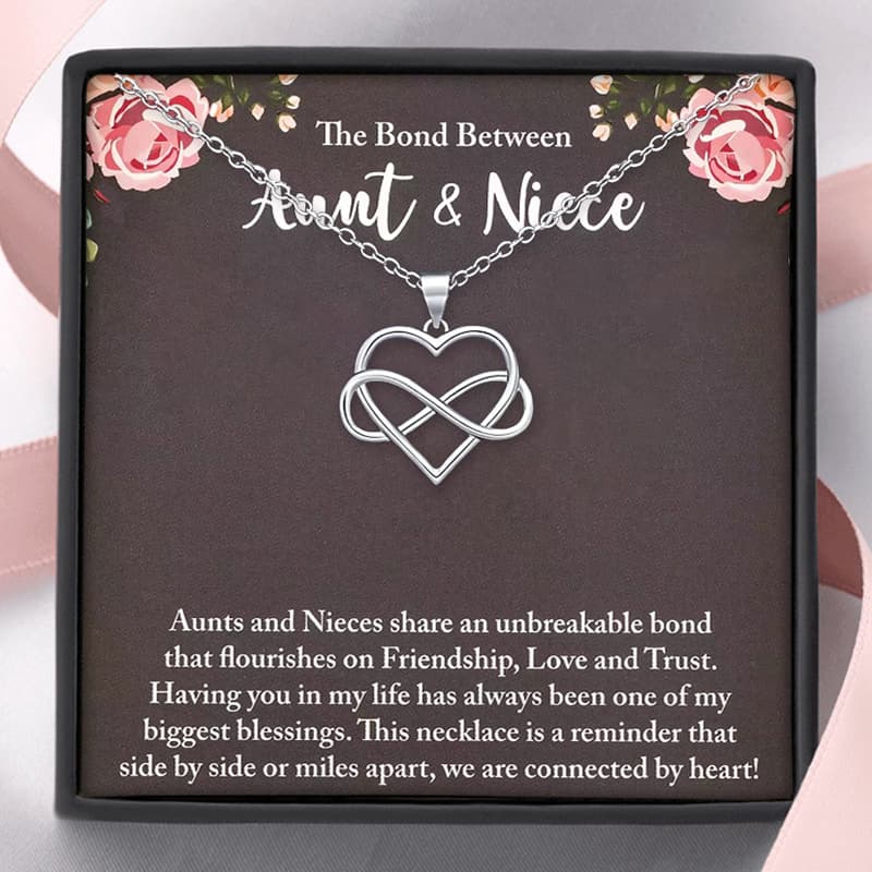 TEMU Small Infinity Heart Necklaces - A Lovely Of , Adjustable Chain, Gift For Aunt From Niece, Meaningful Christmas Gift, Jewelry For Aunts