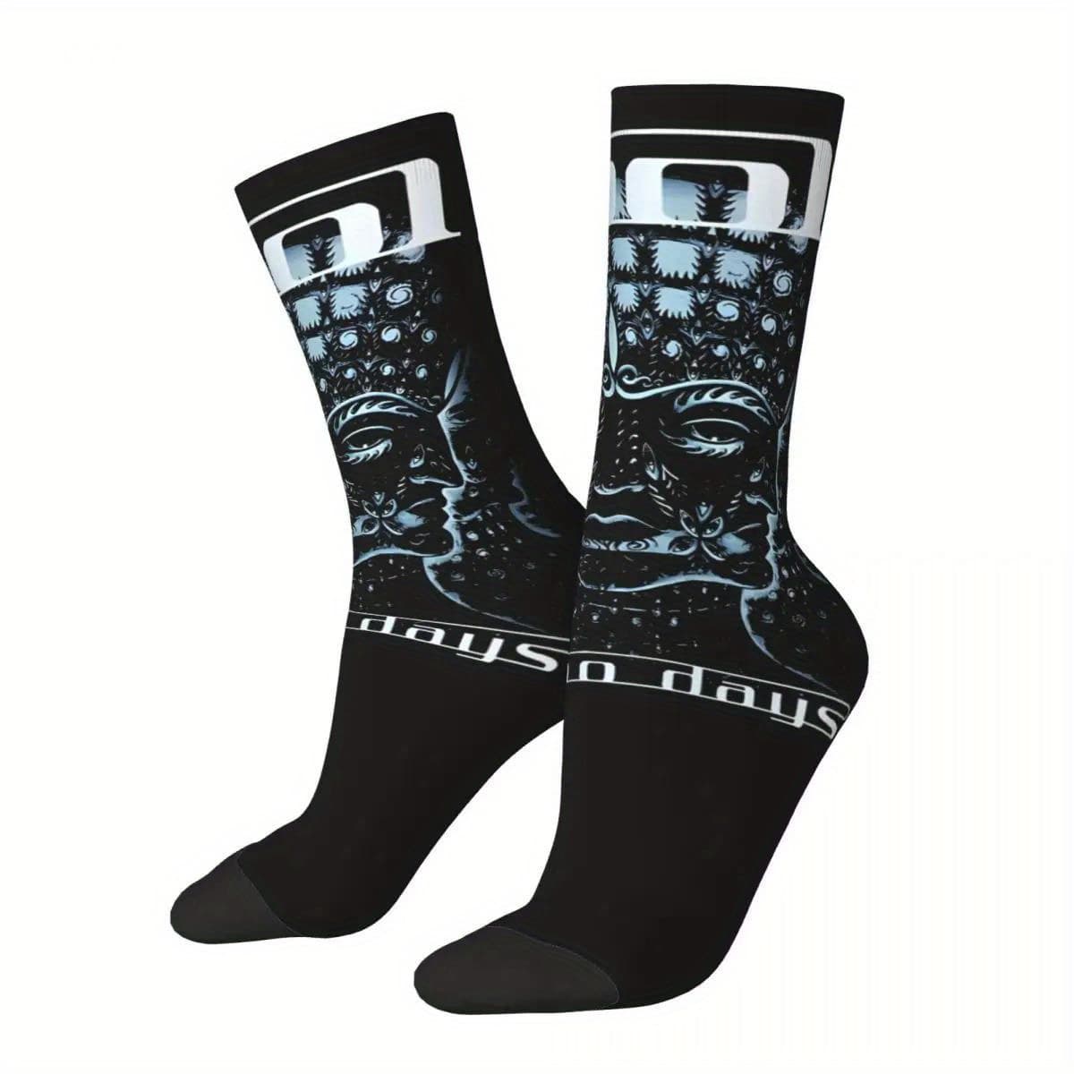 TEMU Ethnic Pattern Crew Socks Breathable Comfy Casual All Wearing