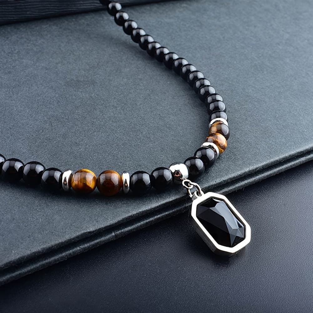 TEMU 1pc Fashion Titanium 316l Stainless Steel Pendant Necklace For Men, Bead Chain Jewelry