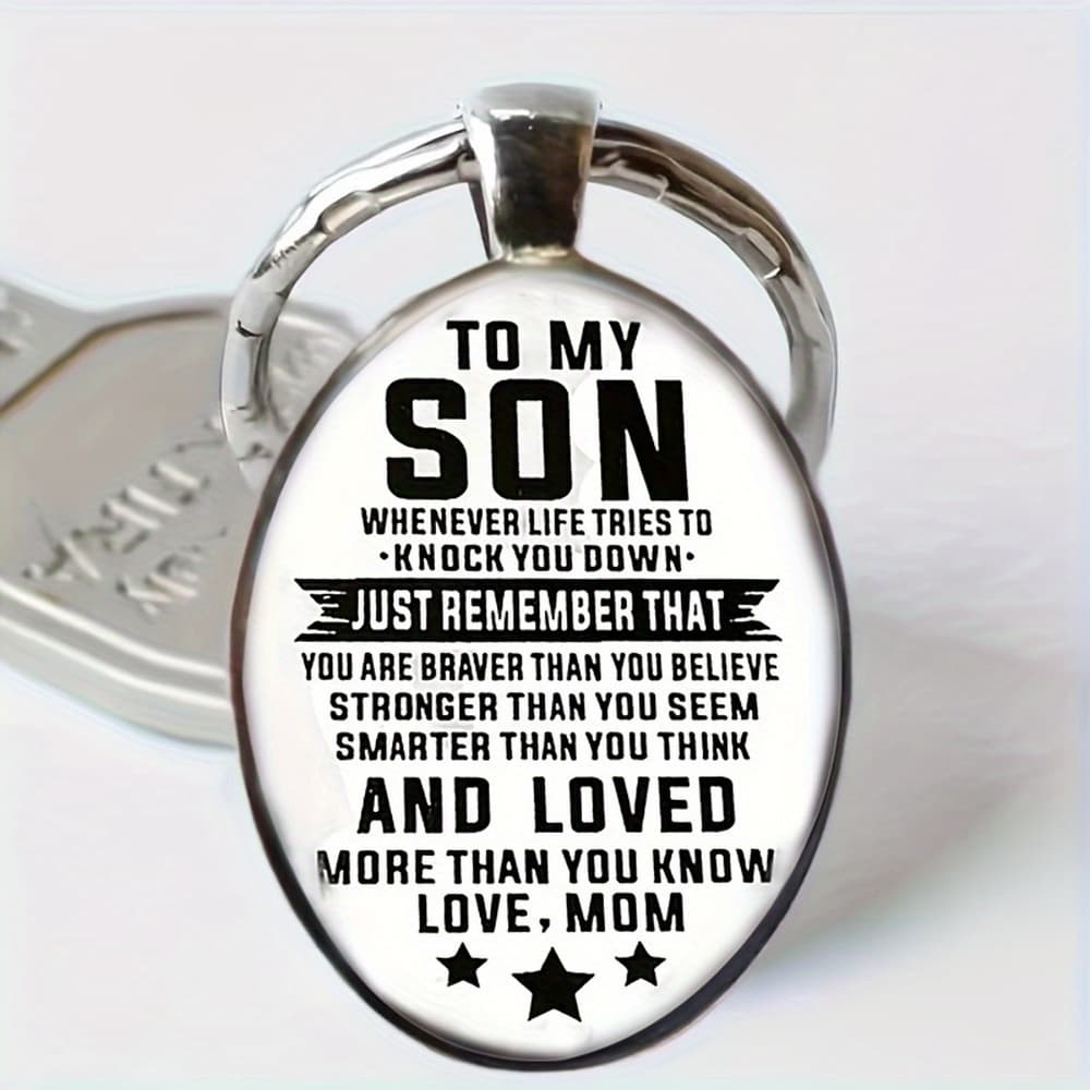 TEMU 1pc To My Son Inspirational Reminder Keychain Alloy Key Chain Ring Birthday Graduation Gift Son