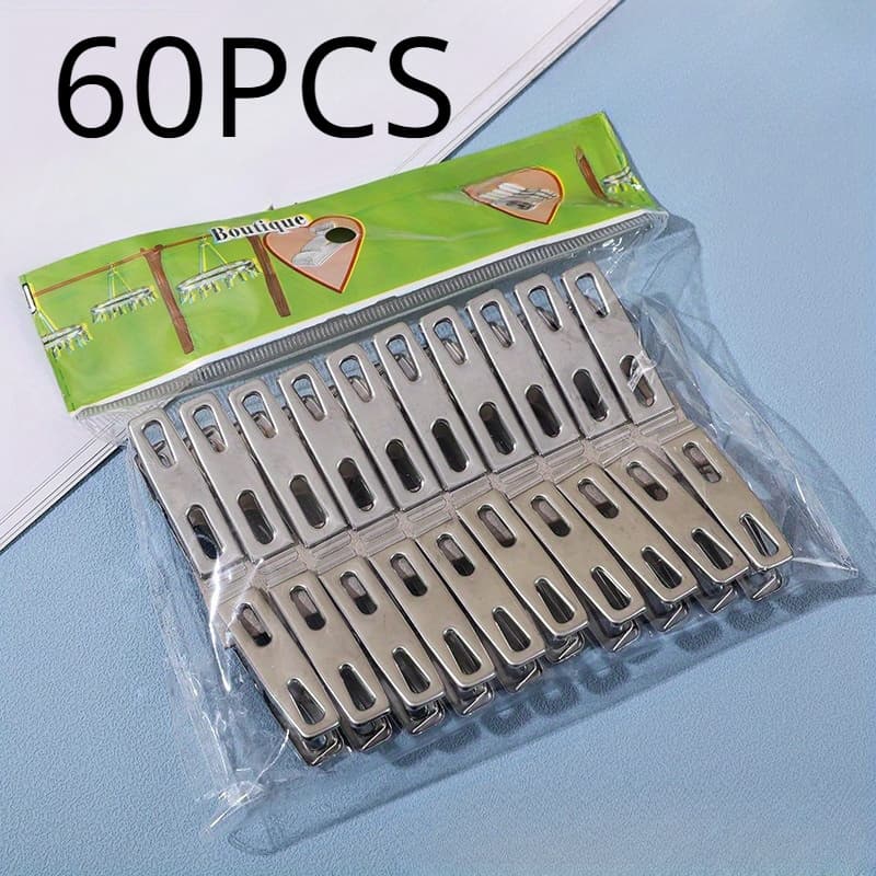 TEMU 60pcs Of Sturdy Stainless Steel Clothes Pegs That Resist Wind, Ideal For Securing Quilts And Socks, Clothes Pins