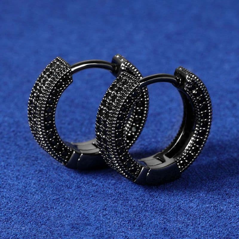 TEMU Elegant Black Hoop Earrings - Lightweight, Versatile Fashion Accessory For