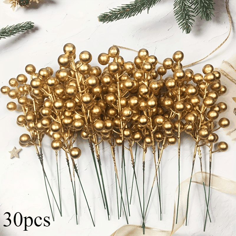 TEMU 20/ 30pcs Artificial Glitter Stem Ornaments, Christmas Tree Wreath Crafts Of Fake Christmas Tree Branches