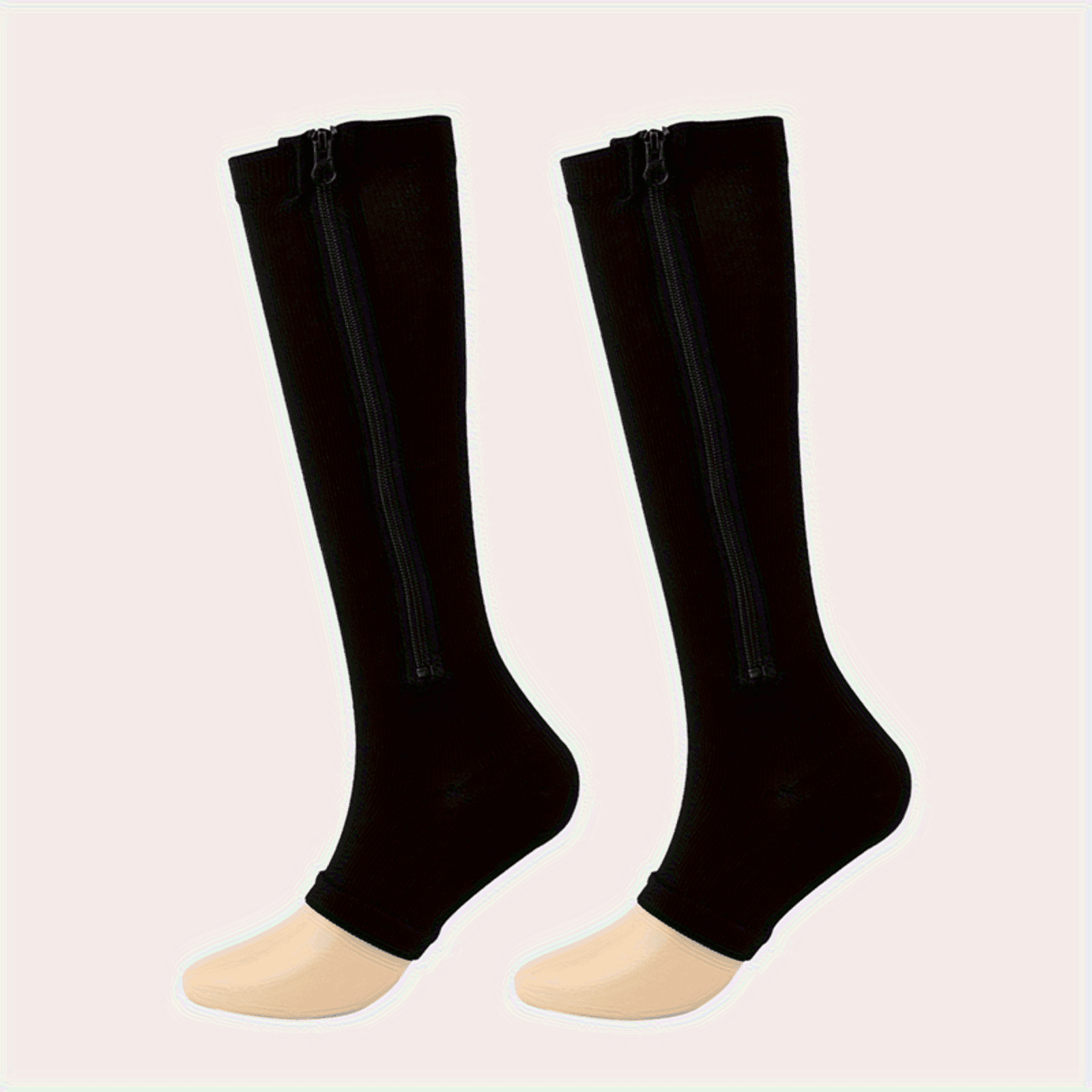 TEMU 2pcs/ 1pair Comfortable Breathable Socks With Side Zipper For Men And Women - Provides Support And For Tired And