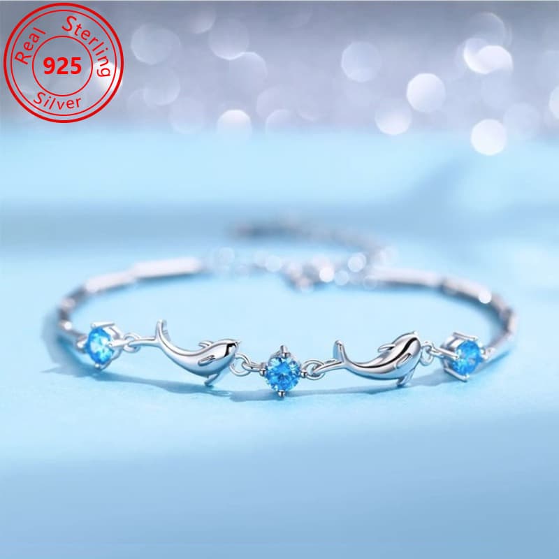 TEMU 1 Piece S925 Sterling Bracelet - Plated With 925 Silver And Luxurious Blue Zirconia - Simple And Stylish - Perfect Gift For Women