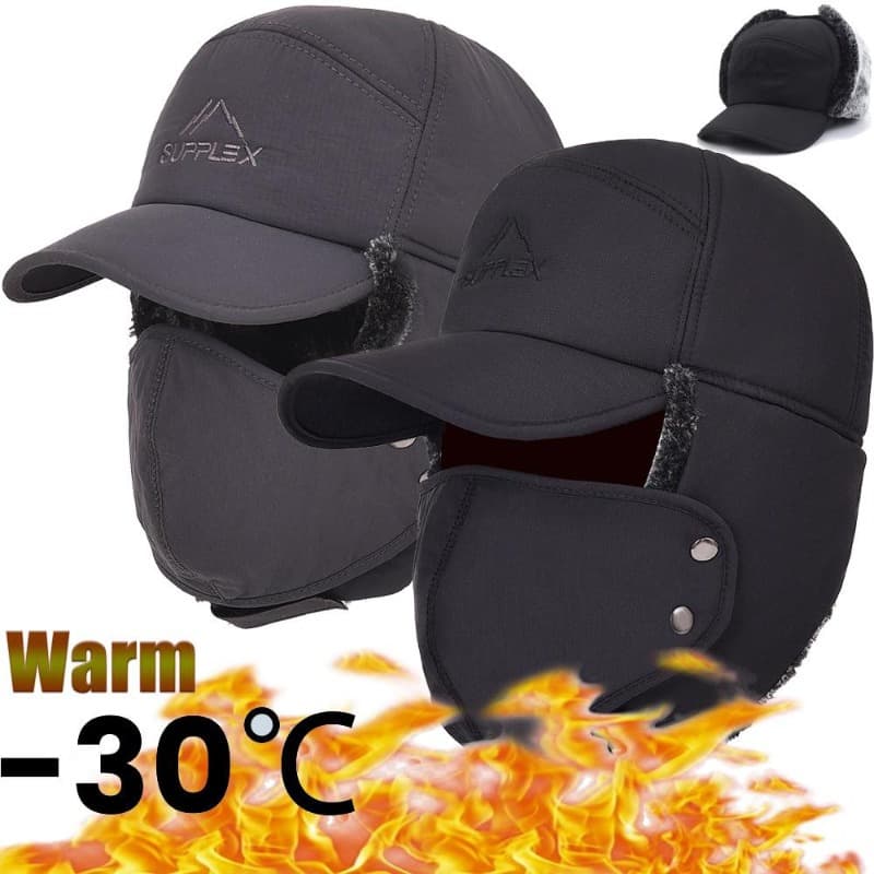 TEMU 2pcs/ Black Grey Winter Warm Thicken Fur Hat Men Women Ski Soft Thermal Bonnets Hats Caps For Weather