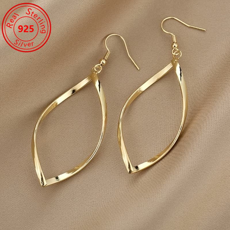TEMU A Set Of S925 Featuring Plating - Uniquely Designed With A Twisted Hollow Shape - Elegant And Minimalist, Ideal For Everyday Parties, Making It A Perfect Stylish Gift