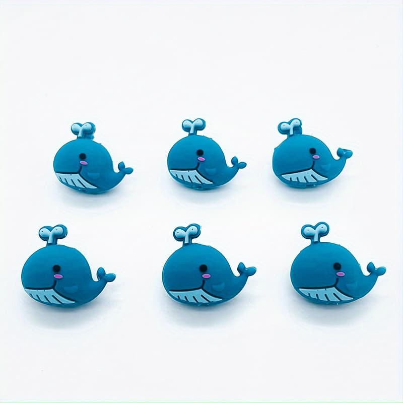 TEMU 6pcs 3d Loose Spacer Silicone Beads Animal Assorted Charm Beads Jewelry Crochet Needles Bracelet Beadable Pen Making Decor Beads Sea Animal Whale Spout Handmade Craft Accessory
