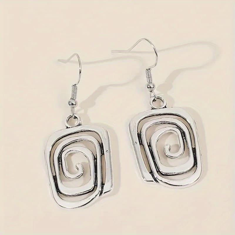 TEMU 1 Pair Vintage Swirl Earrings - Dangle Design For Parties & Special Occasions - -stopping Accessory