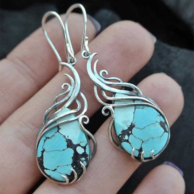 TEMU Retro Bohemian Teardrop Dangle Earrings - Stunning Alloy, Hypoallergenic, Lightweight, Daily Casual Jewelry For Women