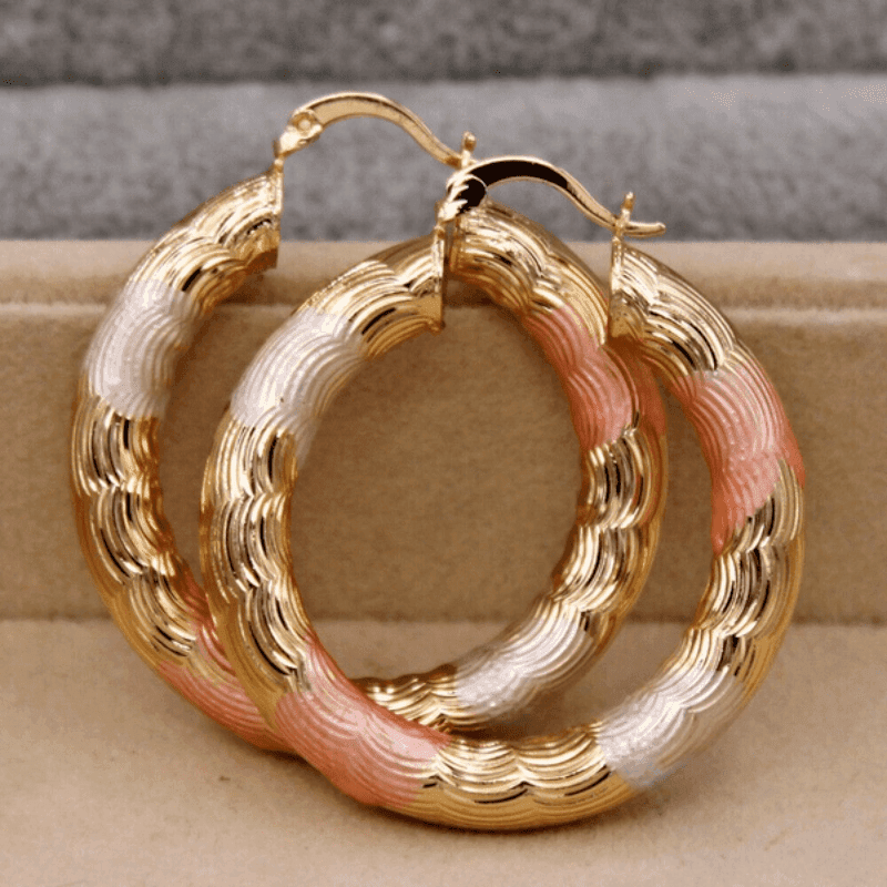 TEMU Vintage Elegant Golden Copper Hoop Earrings - Durable, Hypoallergenic, And Comfortable Jewelry For Women - Summer Daily Wear, Vintage Style Accessories, And Gift Ideas