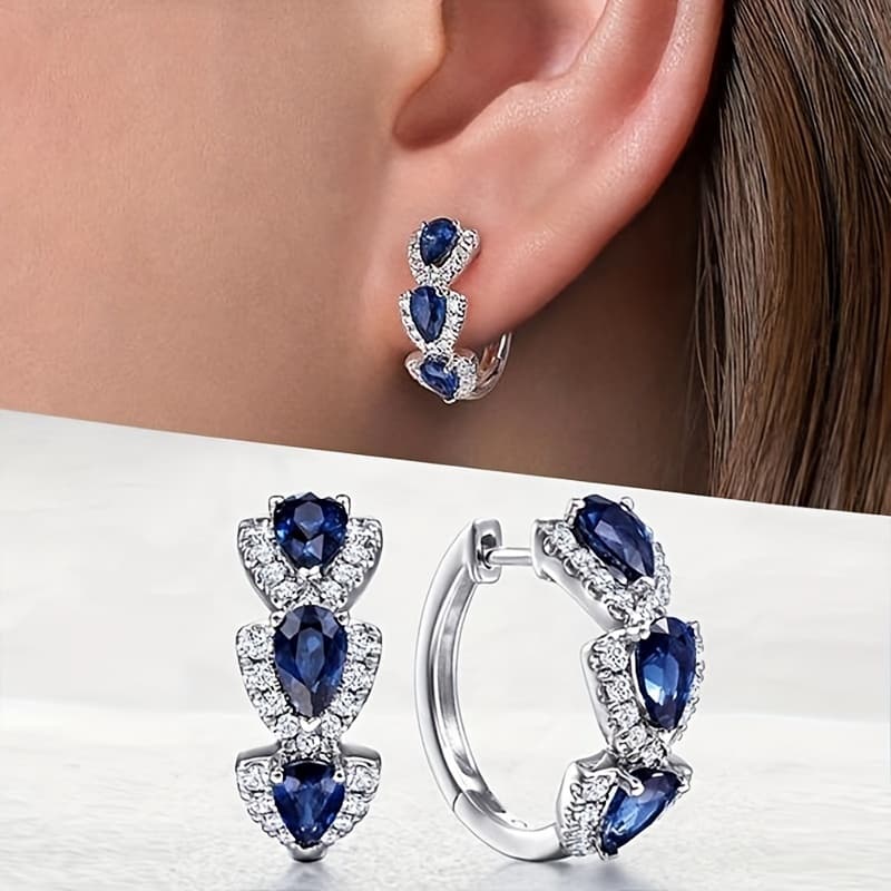 TEMU Synthetic Gemstone Hoop Earrings - Stunning, , And Minimalist Style For Banquets, Weddings, , And Formal Events - Perfect Gift For Women, , Family, And