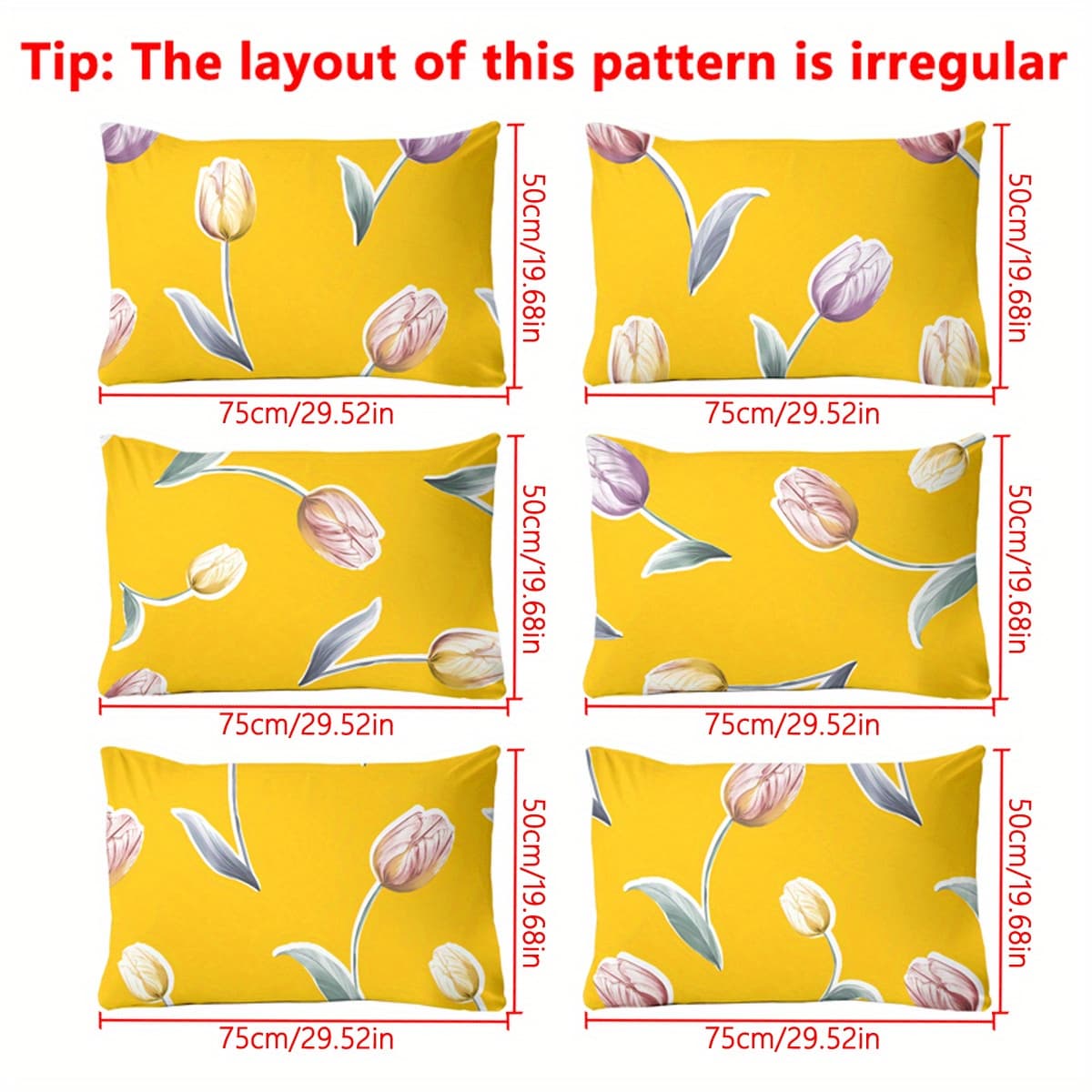 TEMU 1pc Minimalist Modern Plant Floral Tulip Yellow Pattern Print Brushed Pillowcase, Bedroom Use Pocket Closure Soft Pillowcase, Bedding