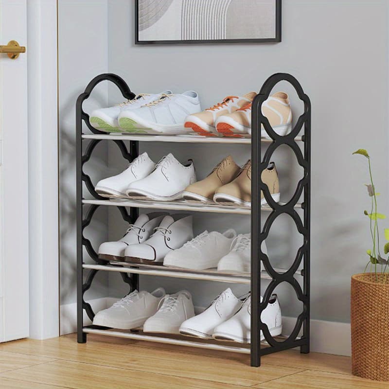 TEMU 4-tier Shoe Rack Organizer For Closet Stainless Steel, Shoe Shelf For Front Door Entrance And Entryway, Floor Shoe Rack Cabinet And Space Saving, Free-standing Shoe Storage