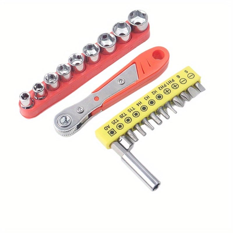 TEMU 21pcs/set Mini Ratchet Screwdriver Set: Right-angle Tool With 90-degree Handle And Versatile Bits (hex, Phillips, Slotted, Torx)