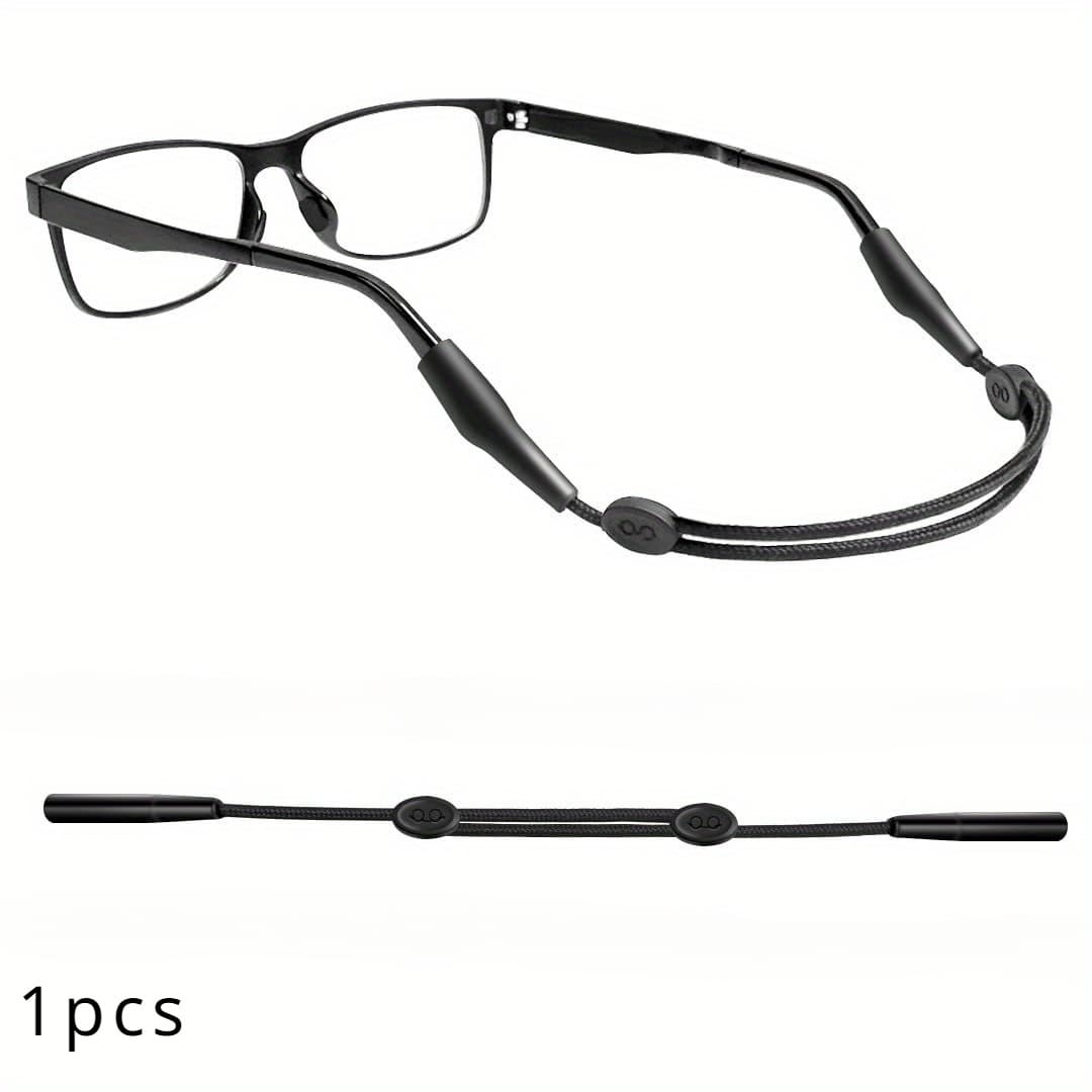 TEMU 1pc Adjustable Sports Eyewear Strap - Durable Nylon, Anti-slip Fashion Cord, Suitable For , With Metal Wire, Black