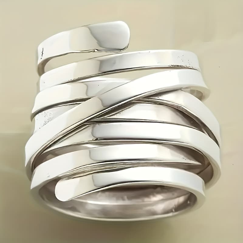 TEMU Stylish Wide Band Ring - 925 Silver Plated, Fashionable Decor For , Daily Outfits, Party Wear, Showcasing Personal Charm And