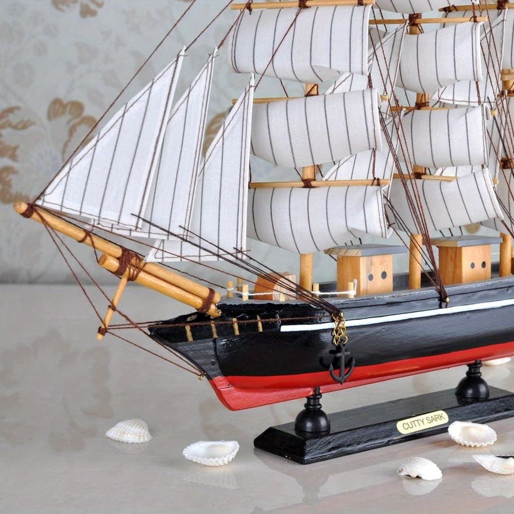 TEMU Handcrafted Decoration Model Of A Sailing Boat, Marine Junk Vessels, Perfect As A Gift