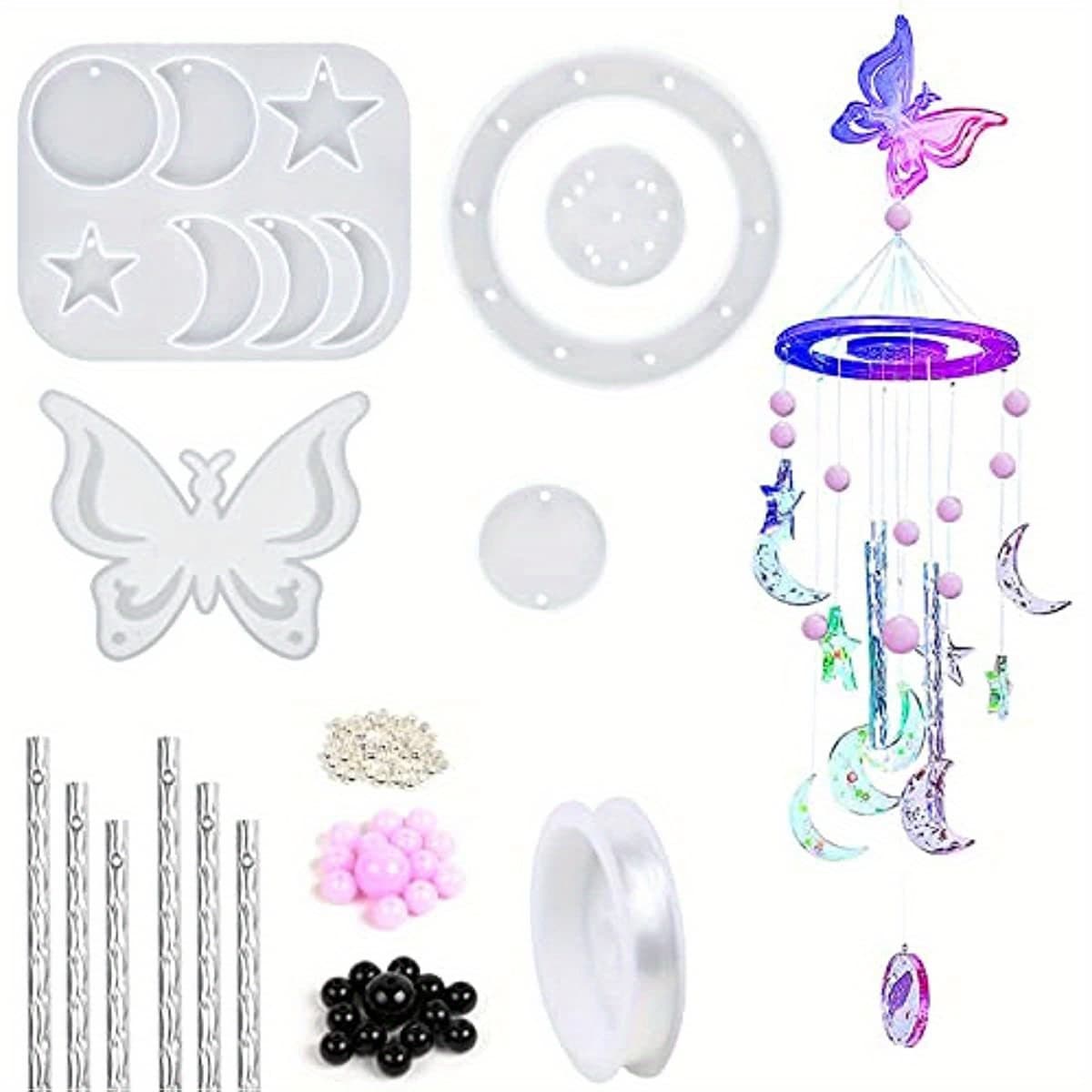 TEMU 88pcs Resin Molds Silicone Kit Wind Chimes Casting Mold Wind Chimes Epoxy Resin Molds Including For Create Art Decorations Diy Wind Bell Keychain Earring Pendants Ornaments Birthdays Gifts