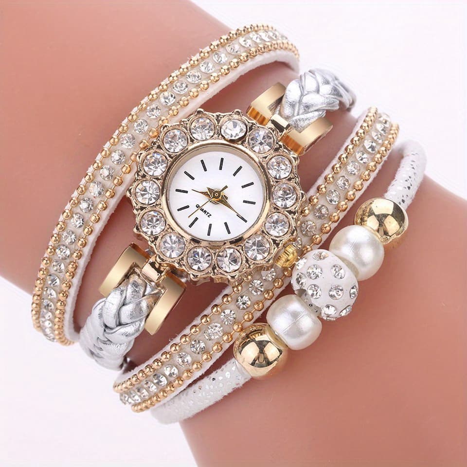 TEMU Luxury Golden Pu Leather Watches For Women Dress Creative Watches Casual Women Bracelet Wristwatch Clock Gift Relogio Feminino