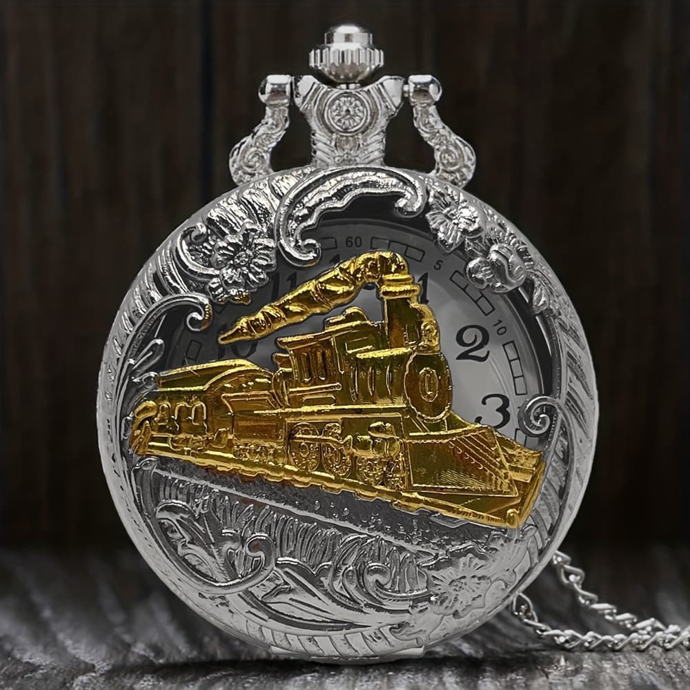 TEMU Watch Hollow Cover Design Quartz Movement Necklace Pendant Chain Unisex Gifts Clock